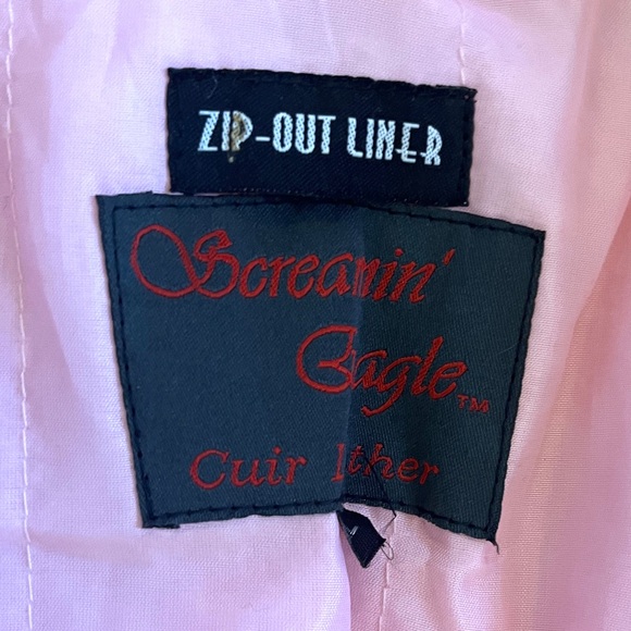 SCREAMING EAGLE Pink Leather Cinched Waist Jacket - Removable Liner - XL - Picture 7 of 12